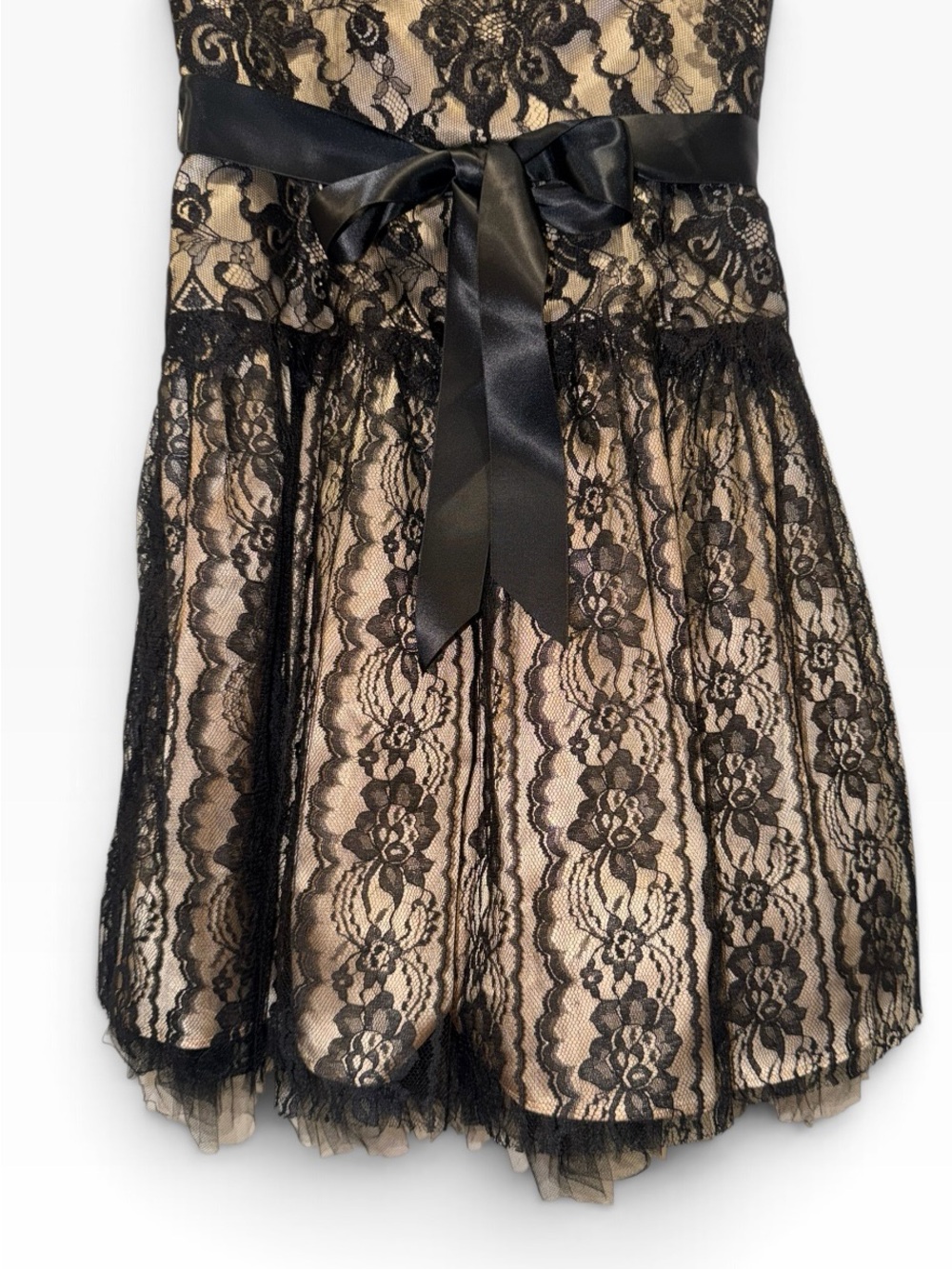 Jessica McClintock Black Lace Mini Dress 4 Y2K Vintage Homecoming 2003 EUC 🟡 - Picture 9 of 14